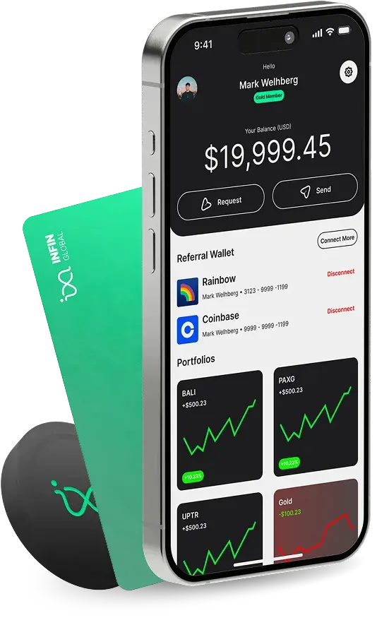 INFIN App interface and membership card